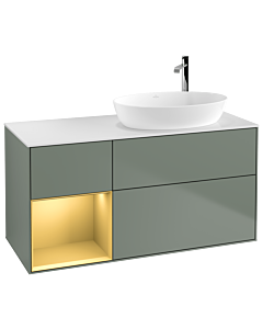 Villeroy und Boch Finion Villeroy und Boch Finion G921HFGM 120cm, cover plate white matt, Emotion, shelves gold matt lacquer, Olive Matt Lacquer
