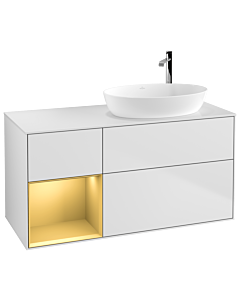 Villeroy und Boch Finion Villeroy und Boch Finion G921HFMT 120cm, cover plate white matt, Emotion, shelves gold matt lacquer, white matt lacquer