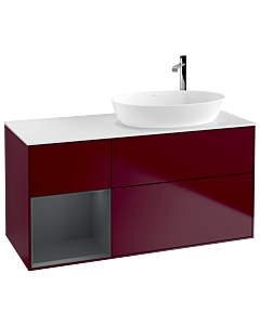 Villeroy und Boch Finion Villeroy und Boch Finion G921HGHB 120cm, cover plate white matt, Emotion, shelves Midnight matt lacquer, Peony Matt