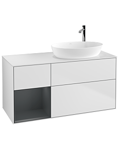 Villeroy und Boch Finion Waschtischunterschrank G921HGMT 120cm, Abdeckplatte white matt, Emotion, Regale Midnight matt lacquer, White matt lacquer