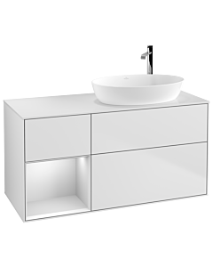 Villeroy und Boch Finion Villeroy und Boch G921MTMT 120cm, plaque de finition blanc mat, Emotion, étagères laqué blanc mat, laqué blanc mat