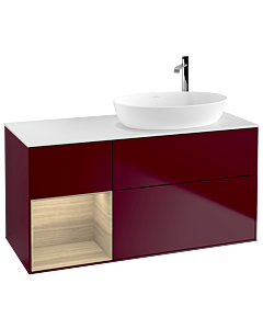 Villeroy und Boch Finion Waschtischunterschrank G921PCHB 120cm, Abdeckplatte white matt, Emotion, Regale Oak Veneer, Peony Matt