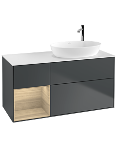 Villeroy und Boch Finion Villeroy und Boch G921PCHG 120cm, plaque de recouvrement blanc mat, Emotion, étagères Oak Veneer , Midnight Blue Matt Lacquer