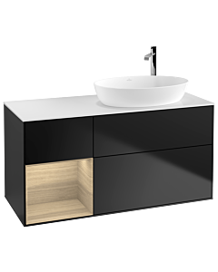 Villeroy und Boch Finion Villeroy und Boch Finion G921PCPD 120cm, cover plate white matt, Emotion, shelves Oak Veneer , black matt lacquer