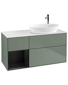Villeroy und Boch Finion Villeroy und Boch Finion G921PDGM 120cm, cover plate white matt, Emotion, shelves black matt lacquer, Olive Matt Lacquer