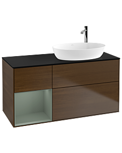 Villeroy und Boch Finion Villeroy und Boch Finion G922GMGN 120cm, cover plate black matt, Emotion, shelves olive matt lacquer, walnut veneer