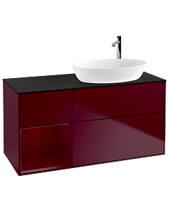 Villeroy und Boch Finion Villeroy und Boch Finion G922HBHB 120cm, cover plate black matt, Emotion, shelves Peony matt lacquer, Peony Matt