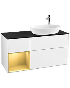 Villeroy und Boch Finion Villeroy und Boch Finion G922HFGF 120cm, cover plate black matt, Emotion, shelves gold matt lacquer, glossy white lacquer