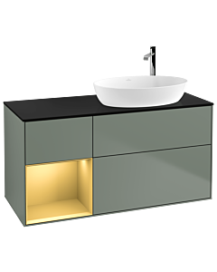 Villeroy und Boch Finion Villeroy und Boch Finion G922HFGM 120cm, cover plate black matt, Emotion, shelves gold matt lacquer, Olive Matt Lacquer