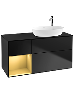 Villeroy und Boch Finion Villeroy und Boch Finion G922HFPD 120cm, cover plate black matt, Emotion, shelves gold matt lacquer, black matt lacquer