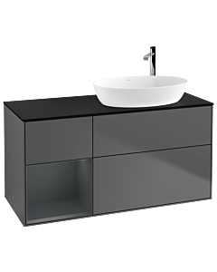 Villeroy und Boch Finion Waschtischunterschrank G922HGGK 120cm, Abdeckplatte black matt, Emotion, Regale Midnight matt lacquer, Anthracite matt