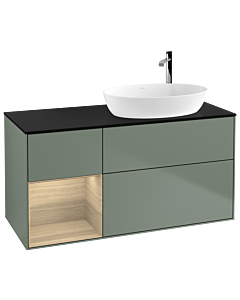 Villeroy und Boch Finion Villeroy und Boch Finion G922PCGM 120cm, cover plate black matt, Emotion, shelves Oak Veneer , Olive Matt Lacquer