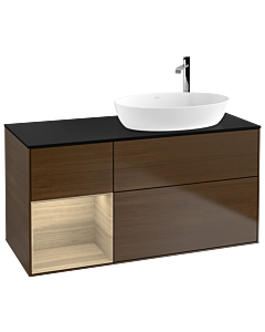 Villeroy und Boch Finion G922PCGN 120cm, plaque de recouvrement noir mat, emotion, étagères Oak Veneer , placage Oak Veneer