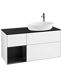 Villeroy und Boch Finion Villeroy und Boch Finion G922PDGF 120cm, cover plate black matt, Emotion, shelves black matt lacquer, glossy white lacquer