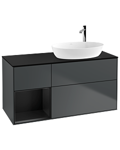 Villeroy und Boch Finion Waschtischunterschrank G922PDHG 120cm, Abdeckplatte black matt, Emotion, Regale Black matt lacquer, Midnight Blue Matt Lacquer