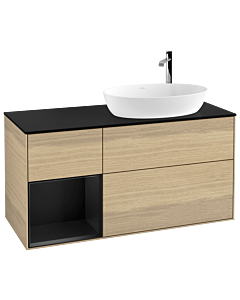 Villeroy und Boch Finion Villeroy und Boch Finion G922PDPC 120cm, cover plate black matt, Emotion, shelves black matt lacquer, Oak Veneer