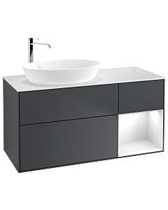Villeroy und Boch Finion Waschtischunterschrank G931GFHG 120cm, Abdeckplatte white matt, Emotion, Regale Glossy white lacquer, Midnight Blue Matt Lacquer