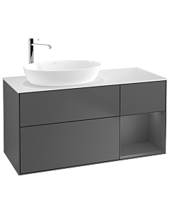 Villeroy und Boch Finion Waschtischunterschrank G931GKGK 120cm, Abdeckplatte white matt, Emotion, Regale Anthracite matt lacquer, Anthracite matt