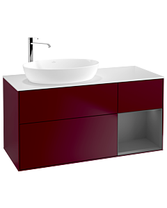 Villeroy und Boch Finion Waschtischunterschrank G931GKHB 120cm, Abdeckplatte white matt, Emotion, Regale Anthracite matt lacquer, Peony Matt