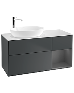 Villeroy und Boch Finion Waschtischunterschrank G931GKHG 120cm, Abdeckplatte white matt, Emotion, Regale Anthracite matt lacquer, Midnight Blue Matt Lacquer