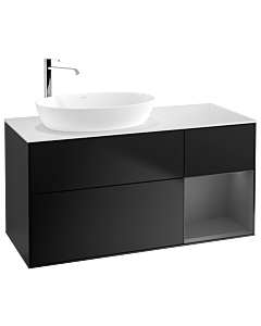 Villeroy und Boch Finion Villeroy und Boch Finion G931GKPD 120cm, cover plate white matt, Emotion, shelves anthracite matt lacquer, black matt lacquer