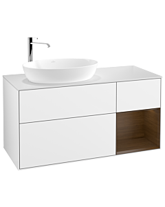 Villeroy und Boch Finion Villeroy und Boch Finion G931GNGF 120cm, cover plate white matt, Emotion, shelves Walnut Veneer , glossy white lacquer