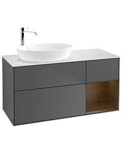 Villeroy und Boch Finion Villeroy und Boch Finion G931GNGK 120cm, cover plate white matt, Emotion, shelves Walnut Veneer , anthracite matt