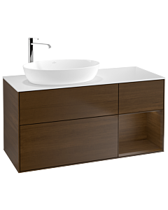 Villeroy und Boch Finion G931GNGN 120cm, plateau blanc mat, emotion, étagères Walnut Veneer , placage Walnut Veneer