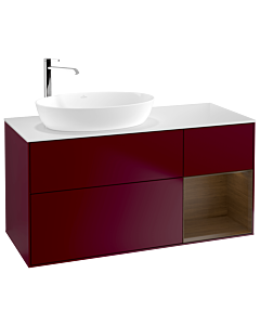 Villeroy und Boch Finion Villeroy und Boch G931GNHB 120cm, plaque de finition blanc mat, emotion, étagères Walnut Veneer , Peony Matt