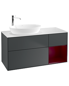 Villeroy und Boch Finion Villeroy und Boch G931HBHG 120cm, plaque de finition blanc mat, Emotion, étagères Peony laqué mat, Midnight Blue Matt Lacquer