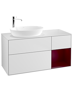 Villeroy und Boch Finion Waschtischunterschrank G931HBMT 120cm, Abdeckplatte white matt, Emotion, Regale Peony matt lacquer, White matt lacquer