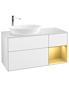 Villeroy und Boch Finion Villeroy und Boch Finion G931HFGF 120cm, cover plate white matt, Emotion, shelves gold matt lacquer, glossy white lacquer