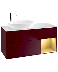 Villeroy und Boch Finion Villeroy und Boch Finion G931HFHB 120cm, cover plate white matt, Emotion, shelves gold matt lacquer, Peony Matt