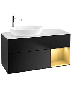 Villeroy und Boch Finion Villeroy und Boch Finion G931HFPD 120cm, cover plate white matt, Emotion, shelves gold matt lacquer, black matt lacquer