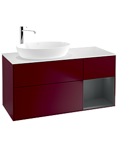 Villeroy und Boch Finion Villeroy und Boch G931HGHB 120cm, plaque de recouvrement blanc mat, Emotion, étagères Laque mat minuit, Peony Matt