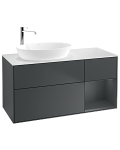 Villeroy und Boch Finion Waschtischunterschrank G931HGHG 120cm, Abdeckplatte white matt, Emotion, Regale Midnight matt lacquer, Midnight Blue Matt Lacquer