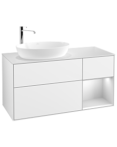 Villeroy und Boch Finion Villeroy und Boch Finion G931MTGF 120cm, cover plate white matt, Emotion, shelves white matt lacquer, glossy white lacquer