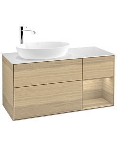 Villeroy und Boch Finion Waschtischunterschrank G931PCPC 120cm, Abdeckplatte white matt, Emotion, Regale Oak Veneer, Oak Veneer