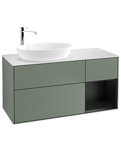 Villeroy und Boch Finion Villeroy und Boch Finion G931PDGM 120cm, cover plate white matt, Emotion, shelves black matt lacquer, Olive Matt Lacquer