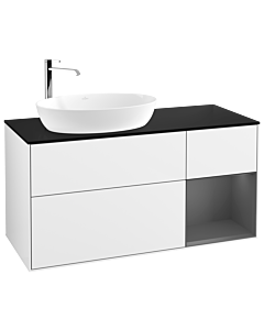 Villeroy und Boch Finion Villeroy und Boch Finion G932GKGF 120cm, cover plate black matt, Emotion, shelves anthracite matt lacquer, glossy white lacquer