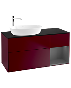 Villeroy und Boch Finion Waschtischunterschrank G932GKHB 120cm, Abdeckplatte black matt, Emotion, Regale Anthracite matt lacquer, Peony Matt