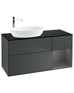Villeroy und Boch Finion Waschtischunterschrank G932GKHG 120cm, Abdeckplatte black matt, Emotion, Regale Anthracite matt lacquer, Midnight Blue Matt Lacquer