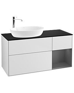 Villeroy und Boch Finion Villeroy und Boch Finion G932GKMT 120cm, cover plate black matt, Emotion, shelves anthracite matt lacquer, white matt lacquer