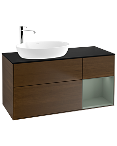 Villeroy und Boch Finion Villeroy und Boch Finion G932GMGN 120cm, cover plate black matt, Emotion, shelves olive matt lacquer, walnut veneer
