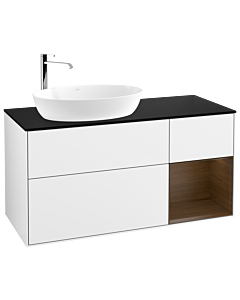 Villeroy und Boch Finion Villeroy und Boch Finion G932GNGF 120cm, cover plate black matt, Emotion, shelves Walnut Veneer , glossy white lacquer