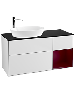 Villeroy und Boch Finion Villeroy und Boch Finion G932HBMT 120cm, cover plate black matt, Emotion, shelves Peony matt lacquer, white matt lacquer