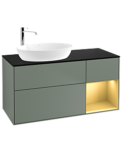 Villeroy und Boch Finion Villeroy und Boch Finion G932HFGM 120cm, cover plate black matt, Emotion, shelves gold matt lacquer, Olive Matt Lacquer