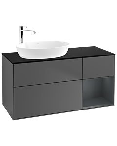 Villeroy und Boch Finion Villeroy und Boch G932HGGK 120cm, plaque de recouvrement noir mat, Emotion, étagères Laque mat minuit, anthracite mat