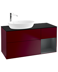 Villeroy und Boch Finion Villeroy und Boch Finion G932HGHB 120cm, cover plate black matt, Emotion, shelves Midnight matt lacquer, Peony Matt