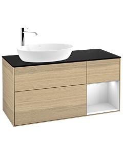 Villeroy und Boch Finion Villeroy und Boch Finion G932MTPC 120cm, cover plate black matt, Emotion, shelves white matt lacquer, Oak Veneer